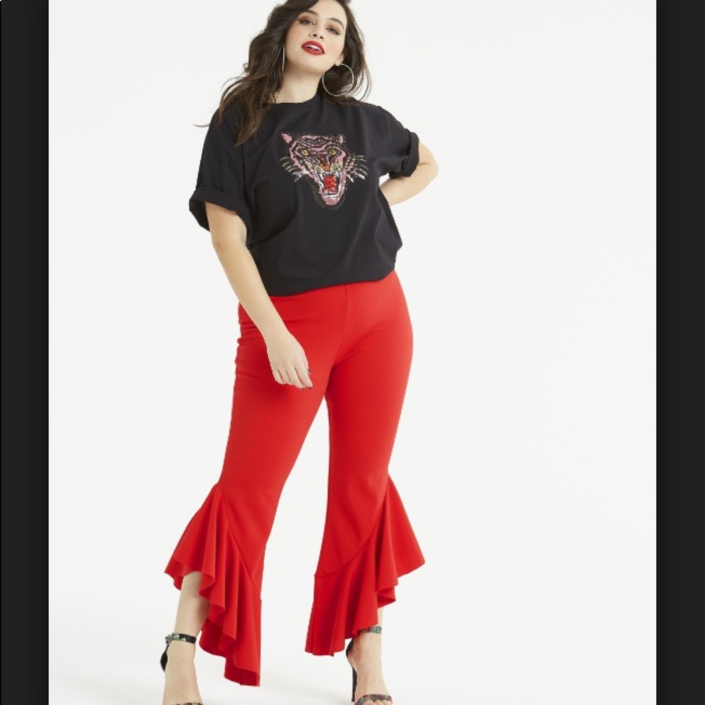 Simply Be AX Paris - Red Flared Pants